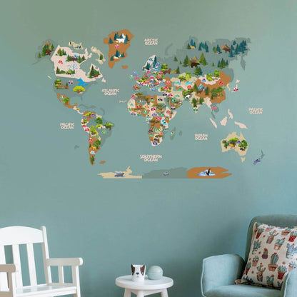 Kid's Wall Map Khaki