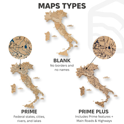 Wooden Map of Italy – Gold
