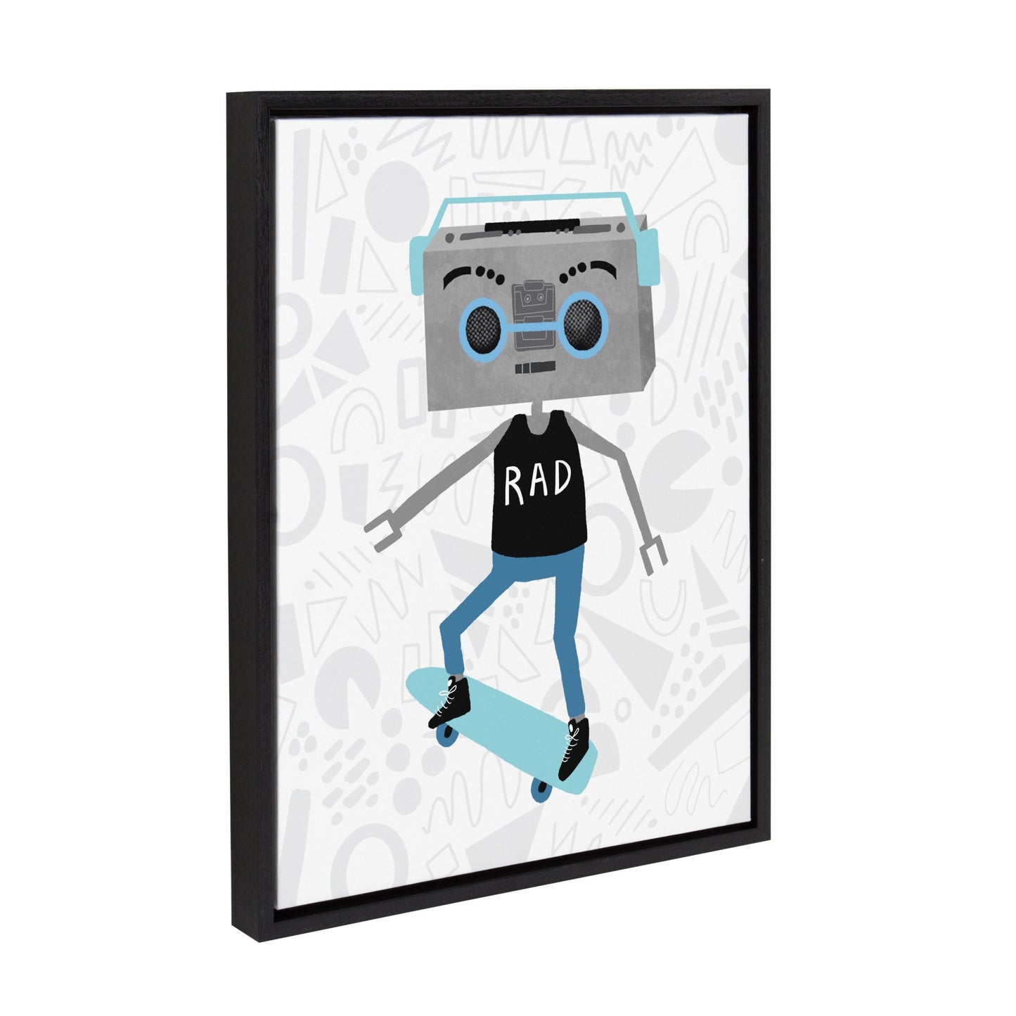 Sylvie Boom Box Boy 1 Framed Canvas by Molly Fabiano, Black 18x24