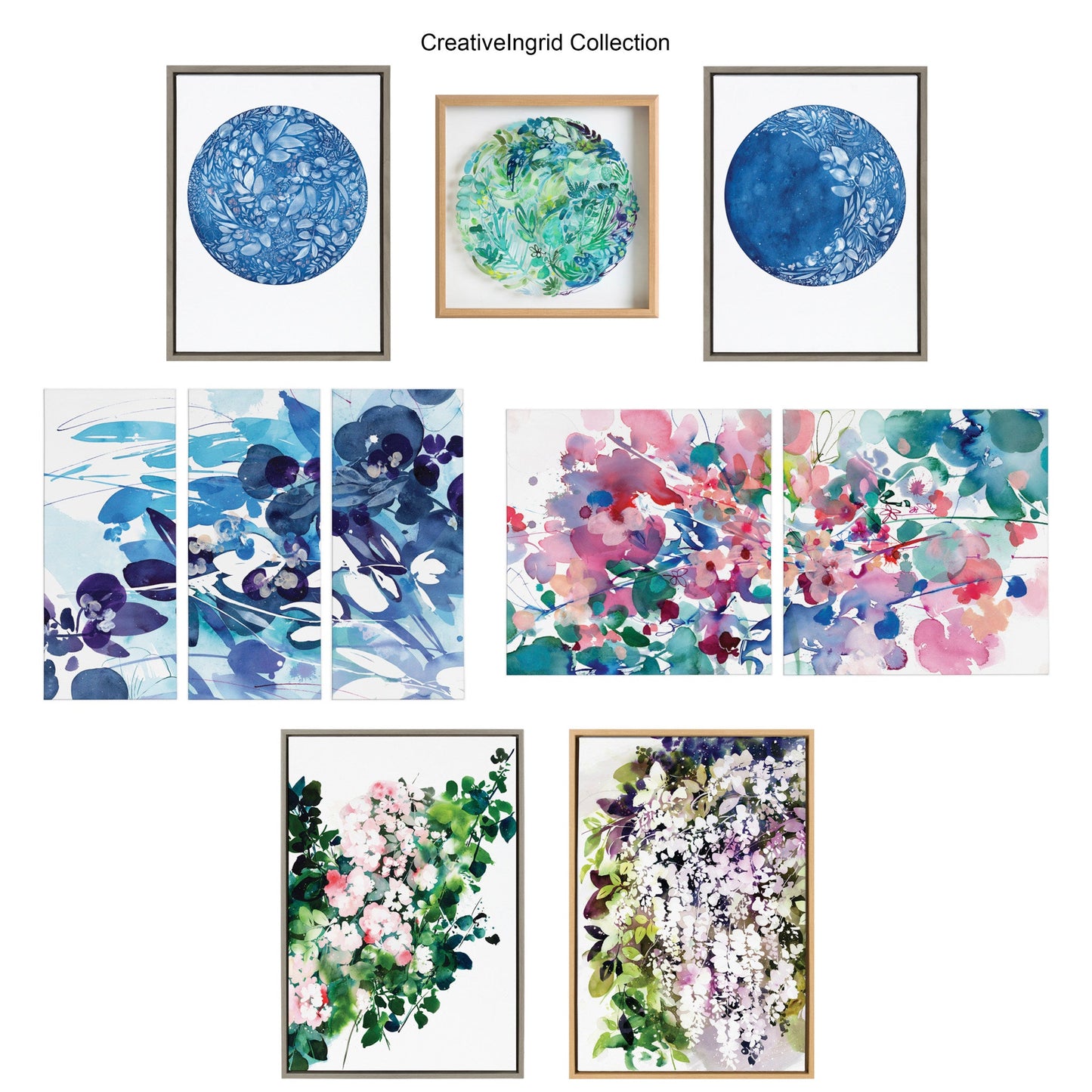 Sylvie Waxing Flower Moon Framed Canvas by Ingrid Sanchez of CreativeIngrid