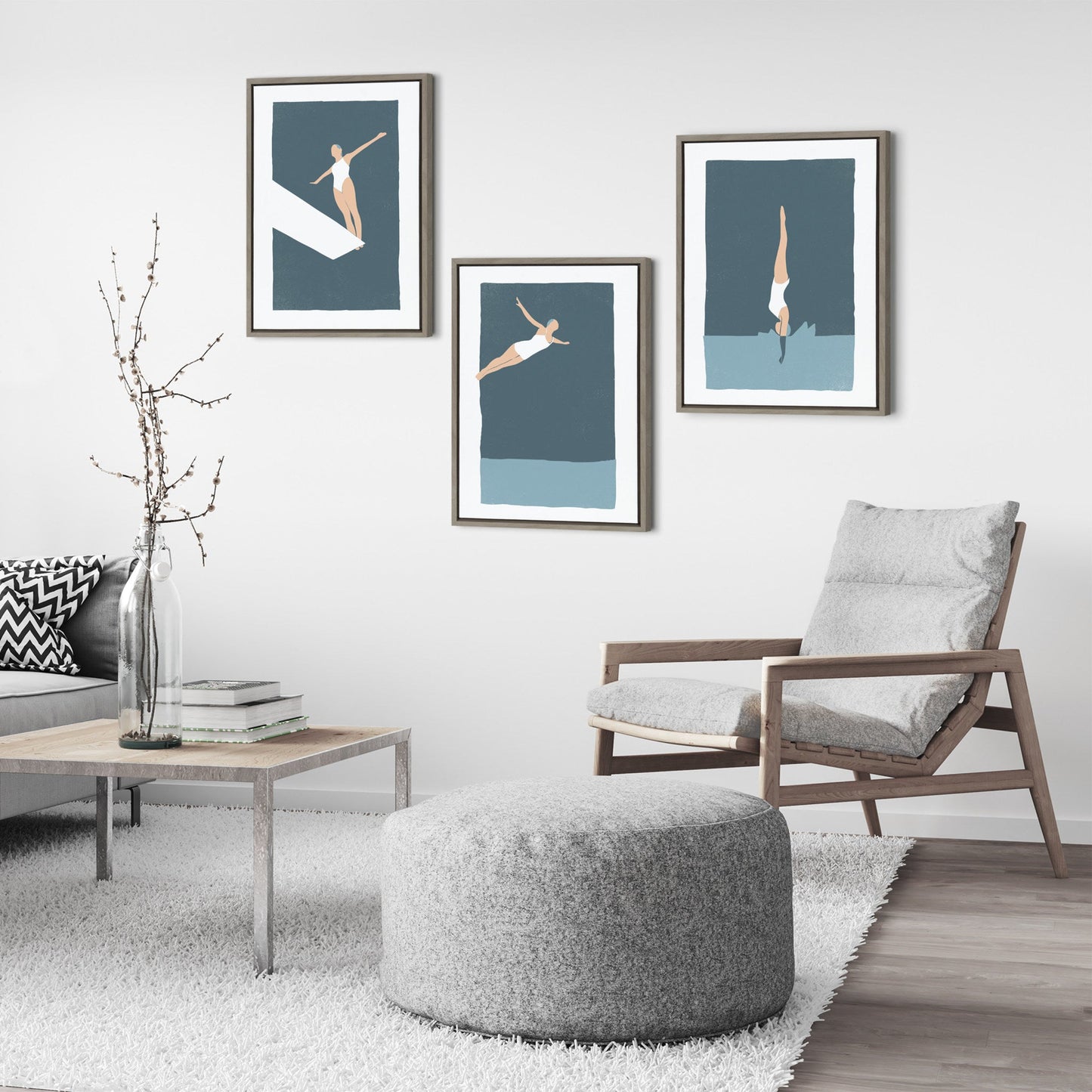 Sylvie Splash Framed Canvas by Rocket Jack