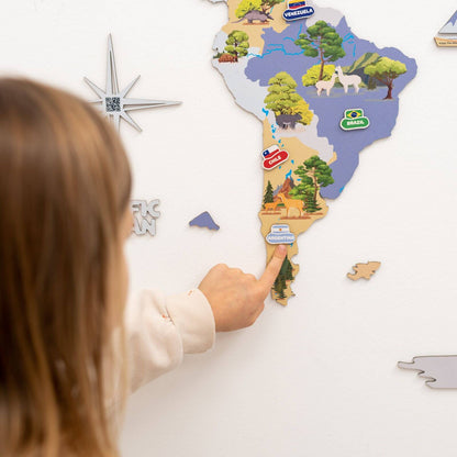 Animal World Map Indigo