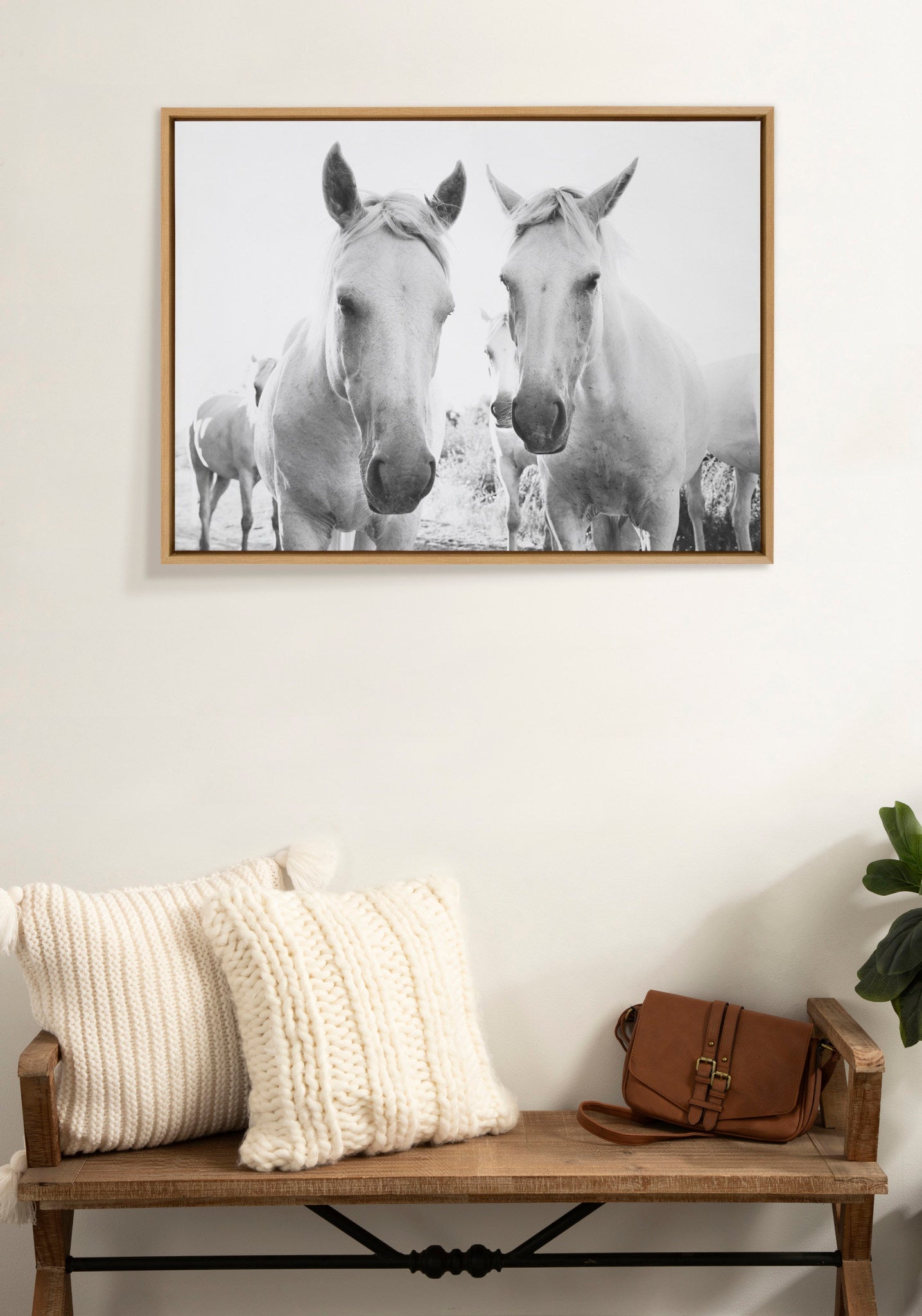 Sylvie Camargue Horse XVII BW Framed Canvas by Laura Evans