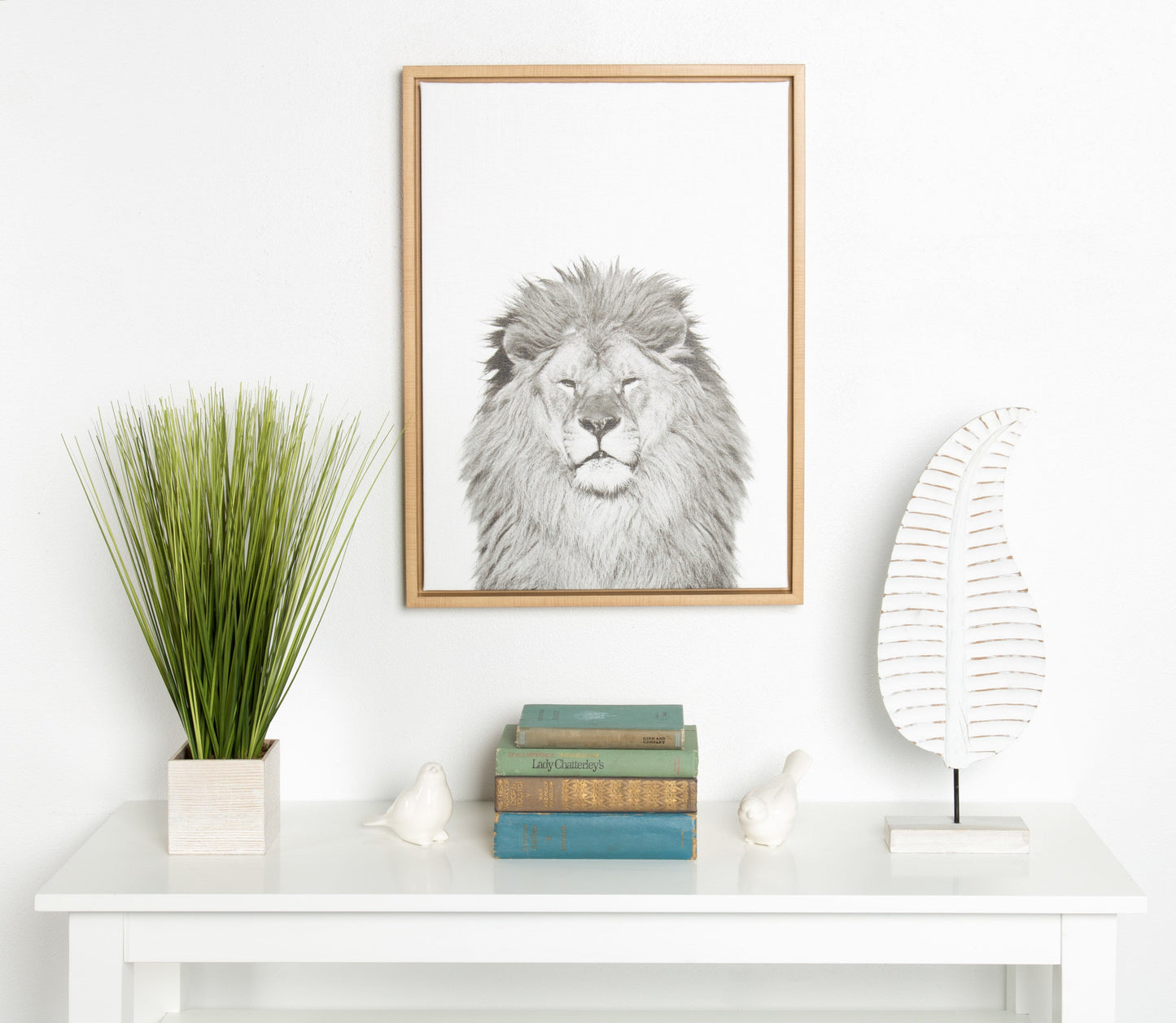 Sylvie Lion Framed Canvas by Simon Te Tai