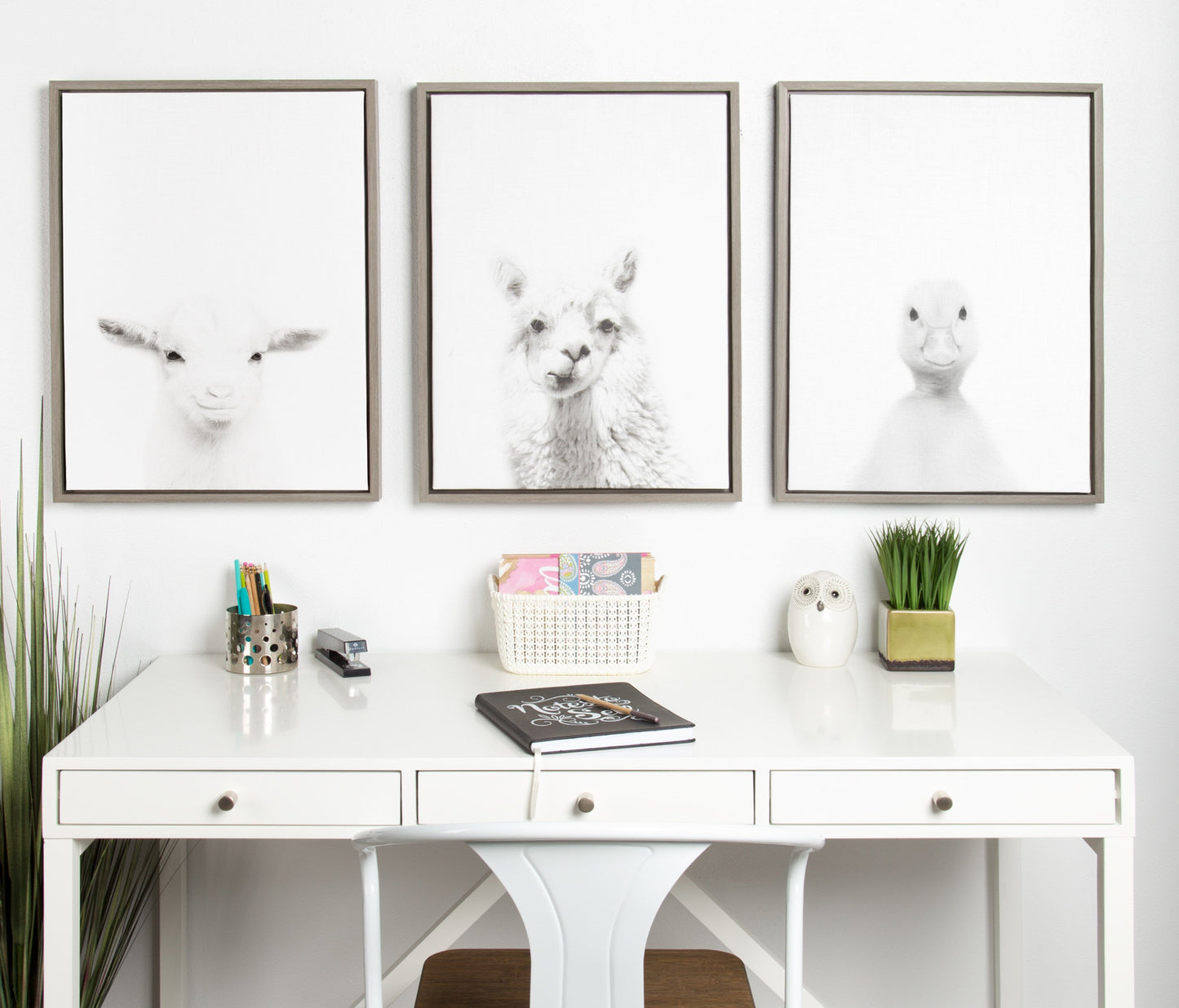 Sylvie Baby Goat Framed Canvas by Simon Te Tai
