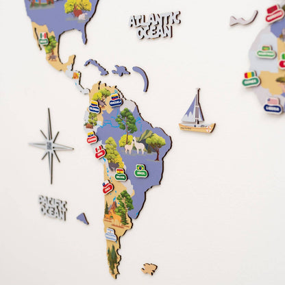 Animal World Map Indigo