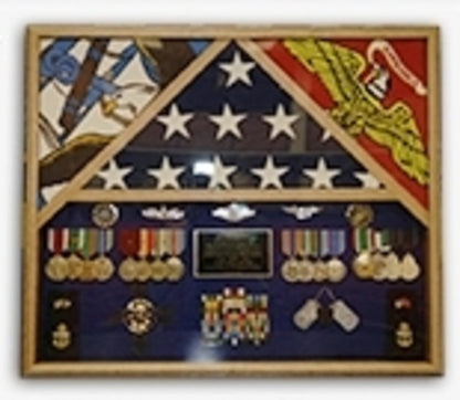 3 Flags Military Shadow Box, flag case for 3 flags.