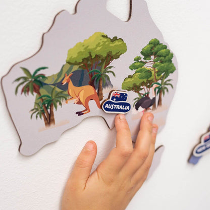 Animal World Map Indigo