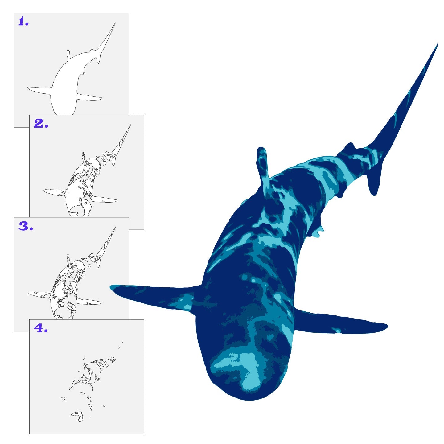 Reflective Shark 4 Layer Stencil Set