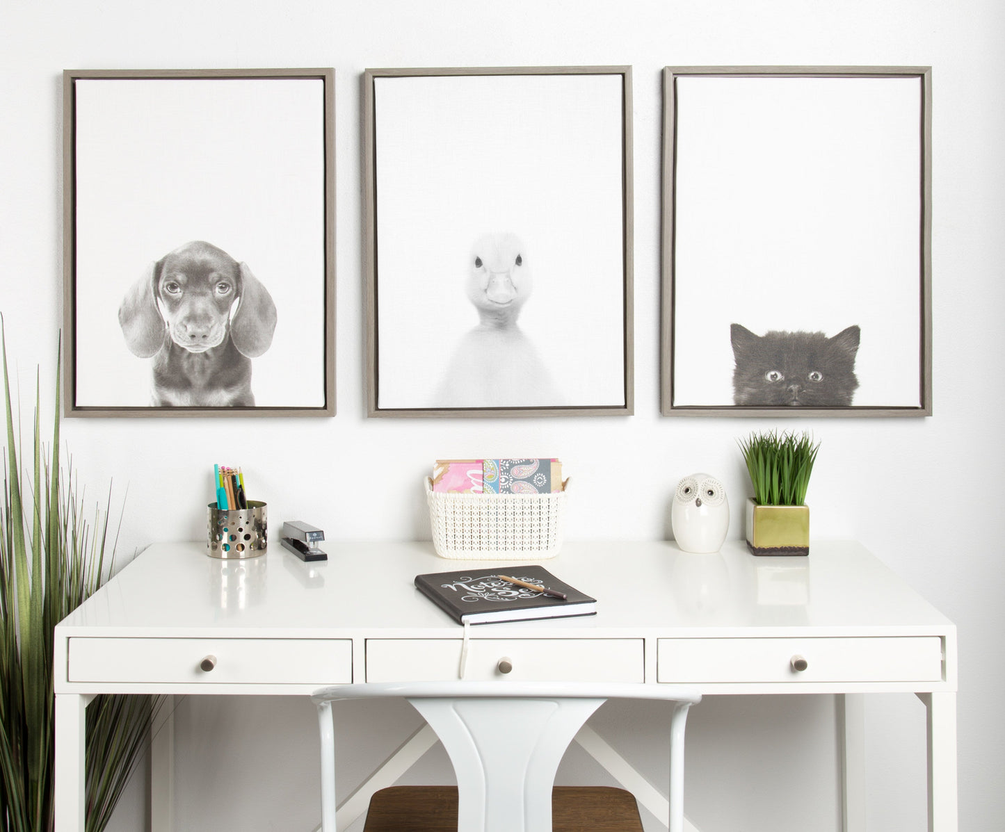 Sylvie Black Kitten Framed Canvas by Simon Te of Tai Prints