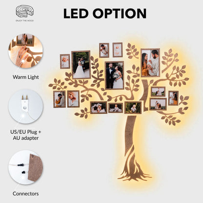 Wooden Led Family Tree - Starlight