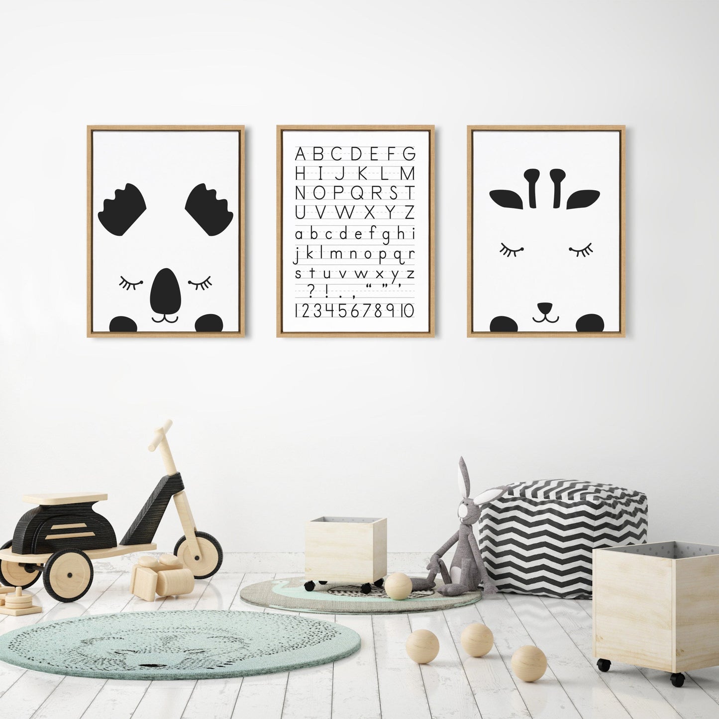 Sylvie Alphabet Penmanship Framed Canvas by The Creative Bunch Studio