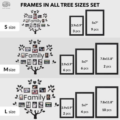Wooden Led Family Tree - Black Ember