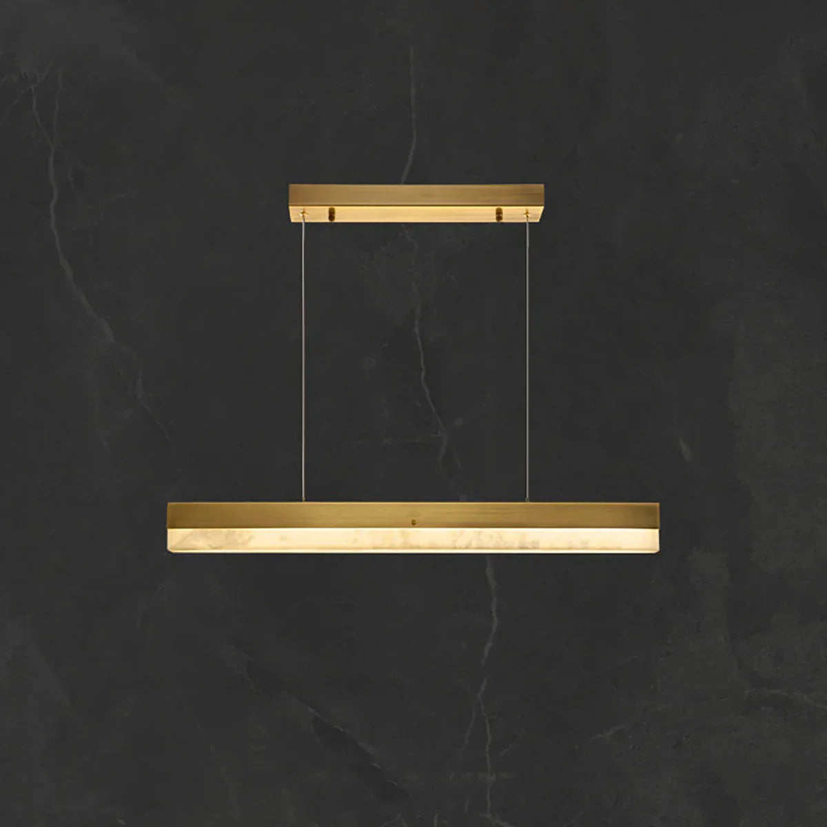 Linear Rectangular Alabaster Pendant Light