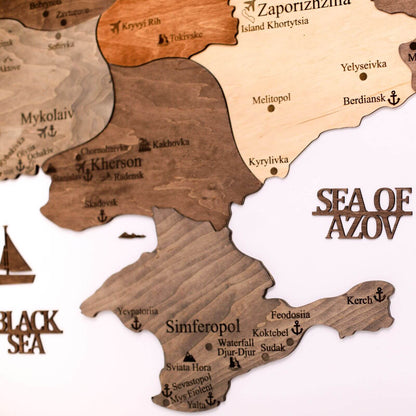 Wooden Map of Ukraine Multicolor