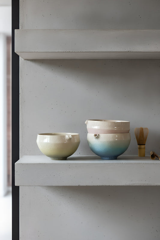 Handmade Ceramic Matcha Bowl with Spout & Matching Cup Set
