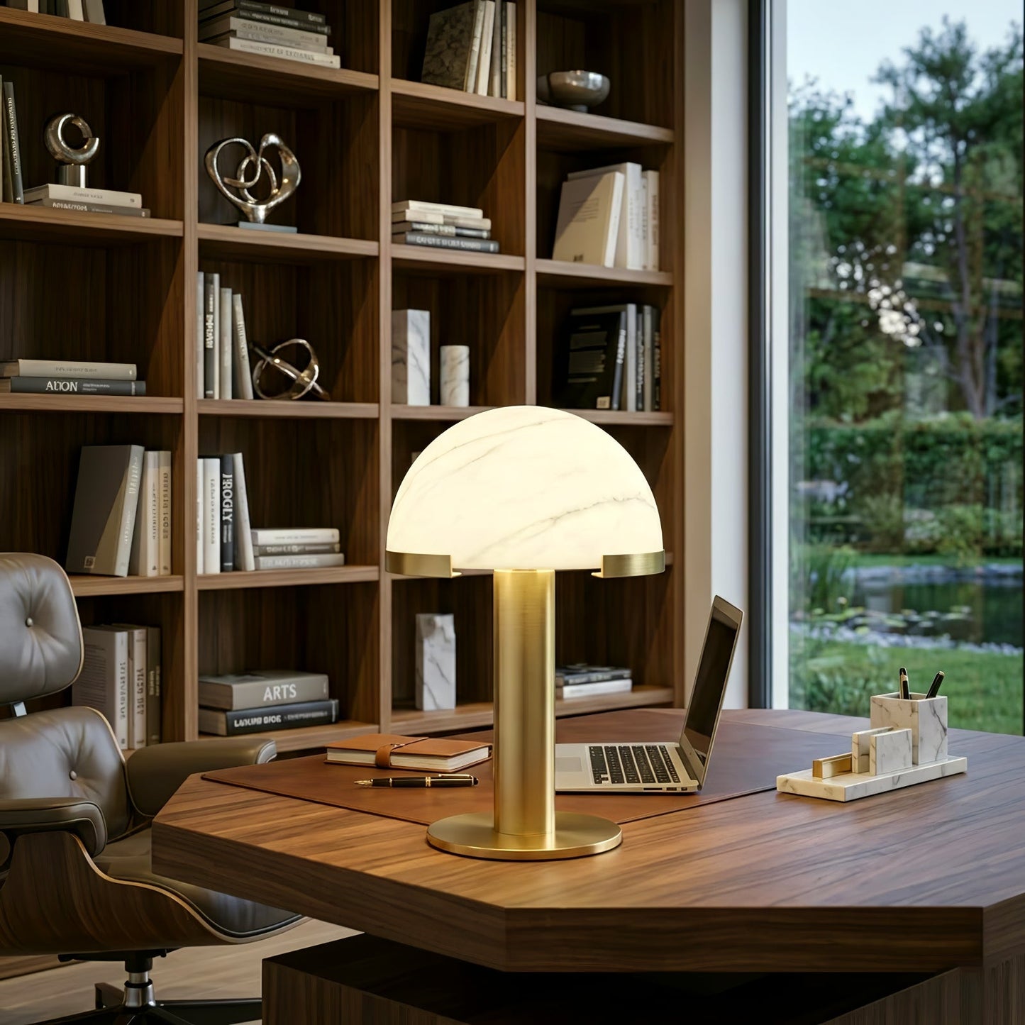 Melange Alabaster Dome Table Lamp