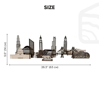 Wooden Travel Decor Memory City – USA Buildings