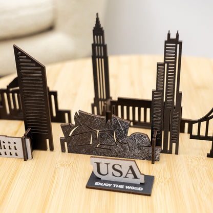 Wooden Travel Decor Memory City – USA Buildings