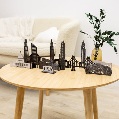 Wooden Travel Decor Memory City – USA Buildings