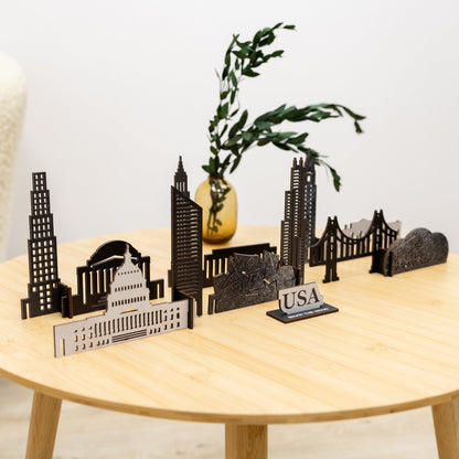 Wooden Travel Decor Memory City – USA Buildings