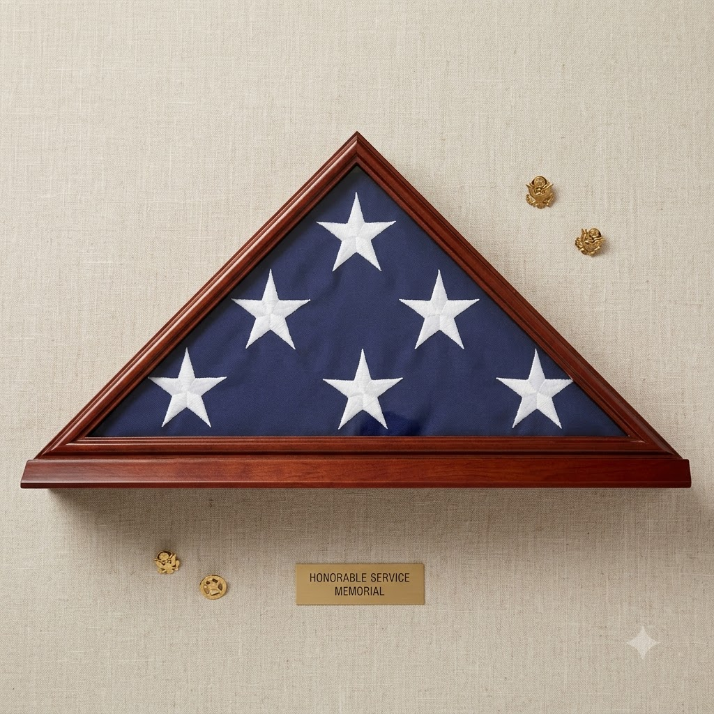 Solid Wood Elegant 5 x 9.5' Flag Display Case for Burial/Funeral/Veteran Flag