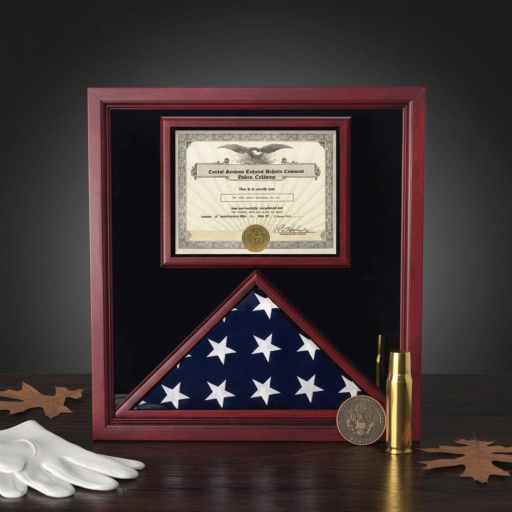 Flag and Document Case - Vertical 8 1/2 x 11 Document - Fit 3" x 5" flag.