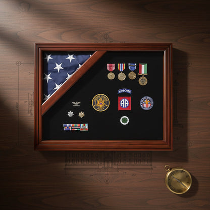 Flag Display Case American Flag Box Burial Flag Case. - Corner flag case