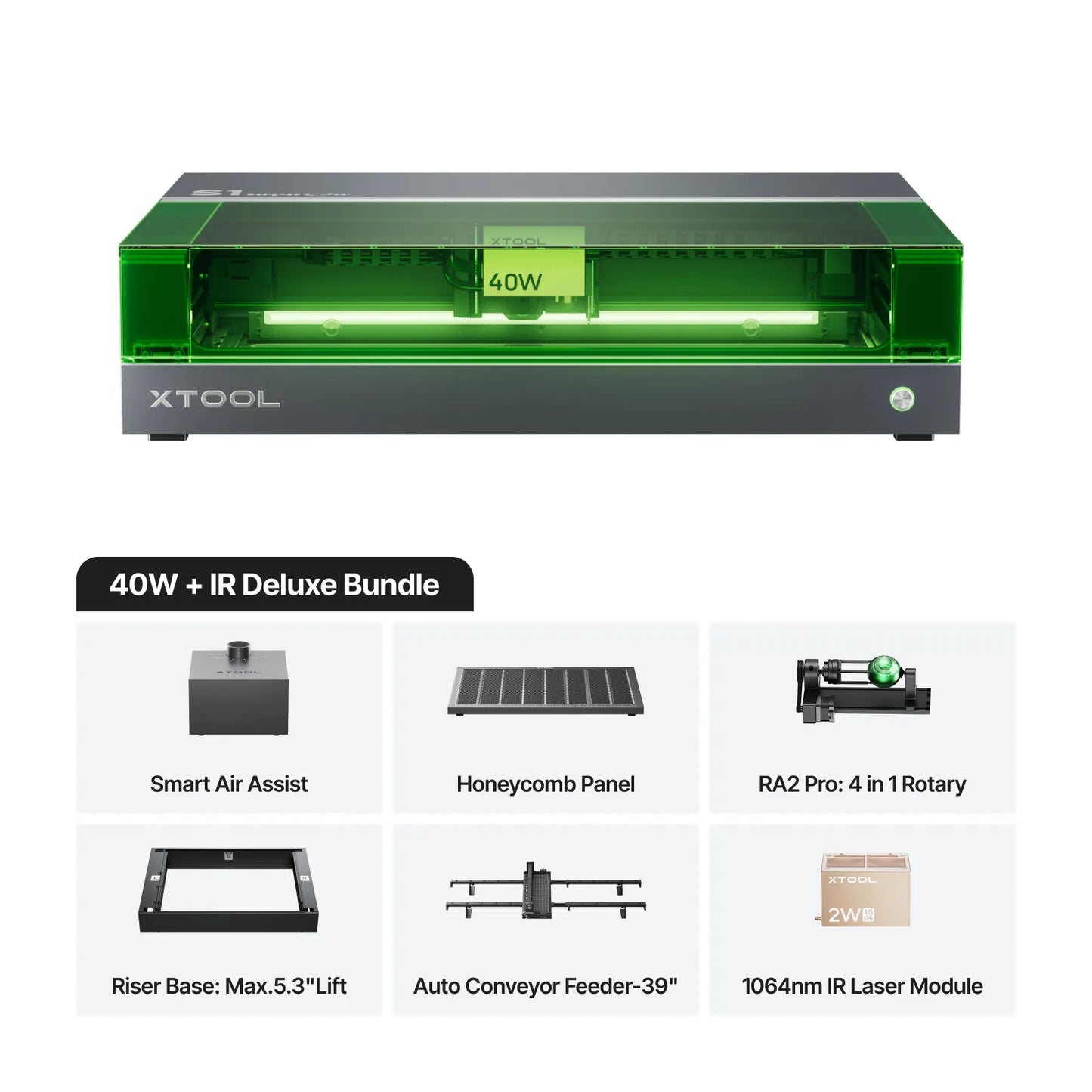 xTool S1 + 1064nm IR Laser Kit: Enclosed Diode Laser Engraver & Cutter