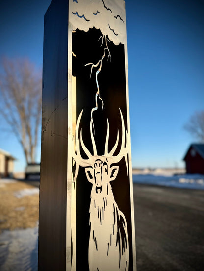Monarch of the Storm Solar Pillar - Bull Elk - Steel