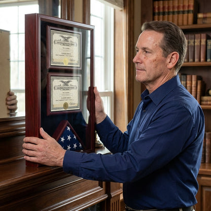 2 Certificates Flag Display case - Fit 3" x 5" Flag.