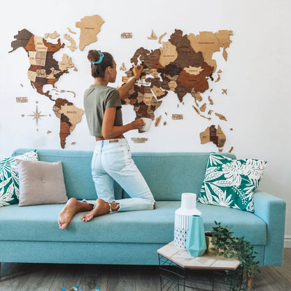 Bundle: Map, Flags Pins, Travel box