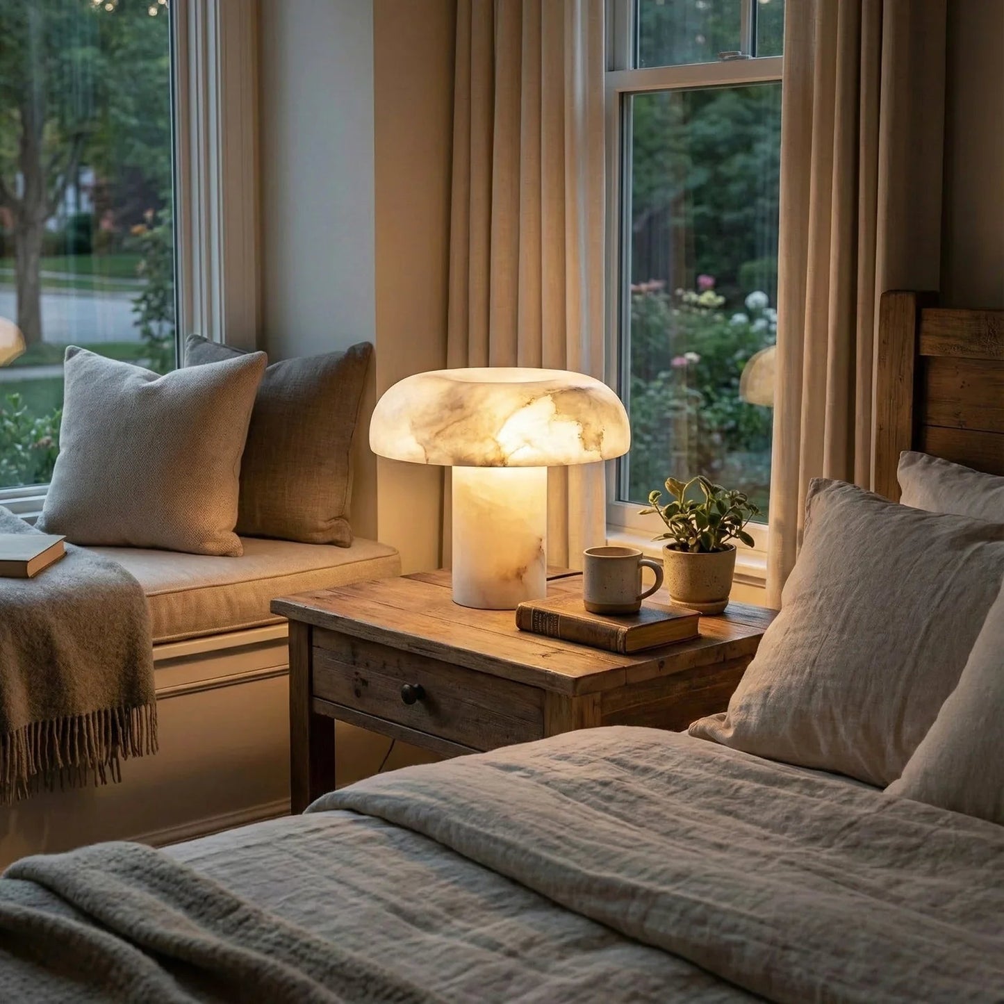 Mushroom Type Alabaster Table Lamp