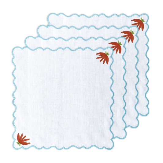 Hand Embroidered Heirloom Petals Napkins 18" x 18" (Set of 4)