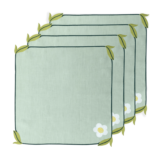 Hand Embroidered Trellis Napkins 18" x 18" (Set of 4)