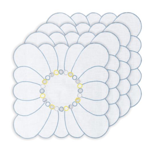 Hand Embroidered Circular Elegance Napkins 18" x 18" (Set of 4)