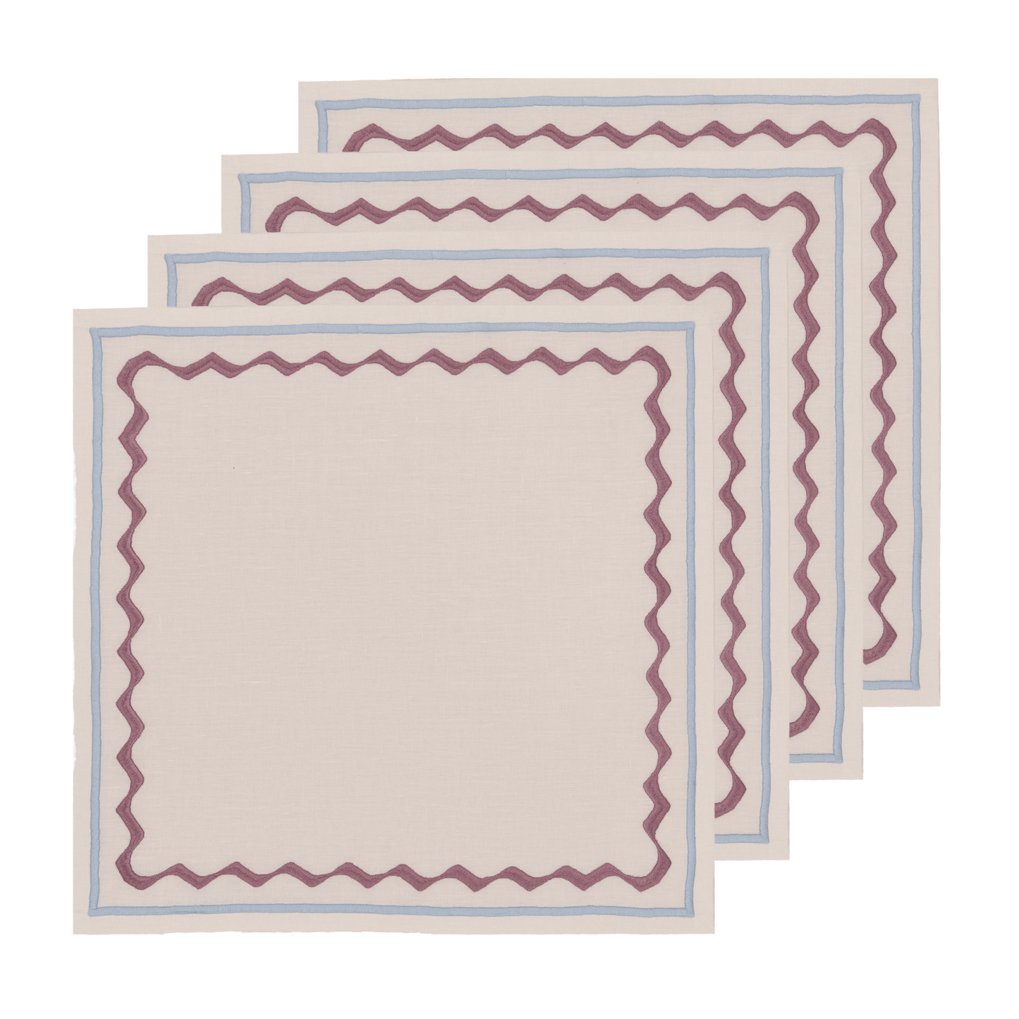 Embroidered Ripple Stitch Napkins 18" x 18" (Set of 4)