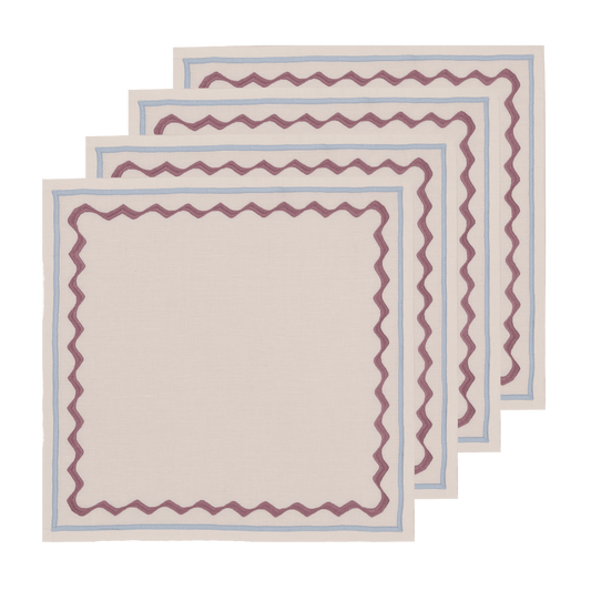 Embroidered Ripple Stitch Napkins 18" x 18" (Set of 4)