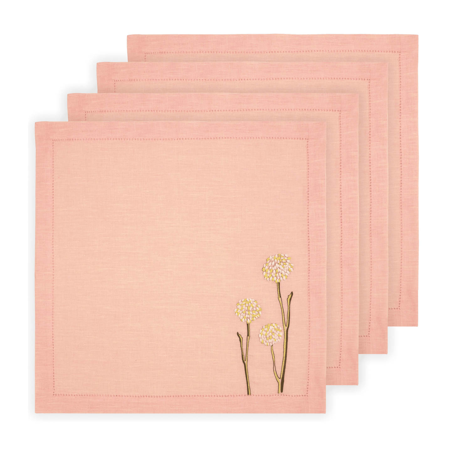 Hand Embroidered Flora and Flutter Napkins 18" x 18" (Set of 4)