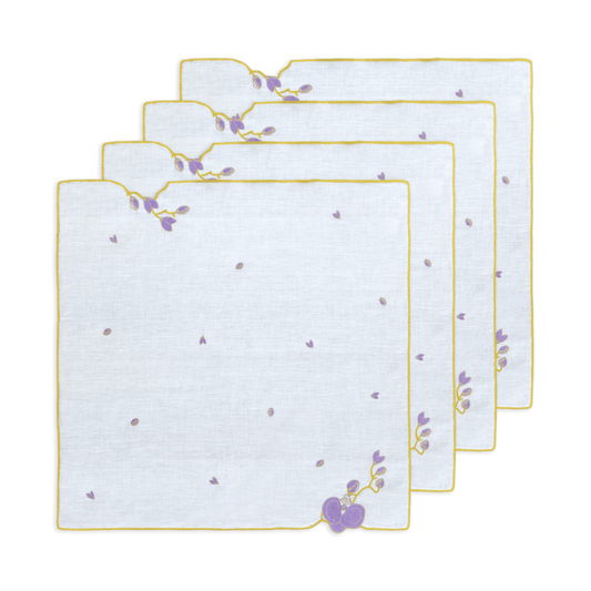 Hand Embroidered Vintage Floral Napkin 18" x 18" (Set of 4)