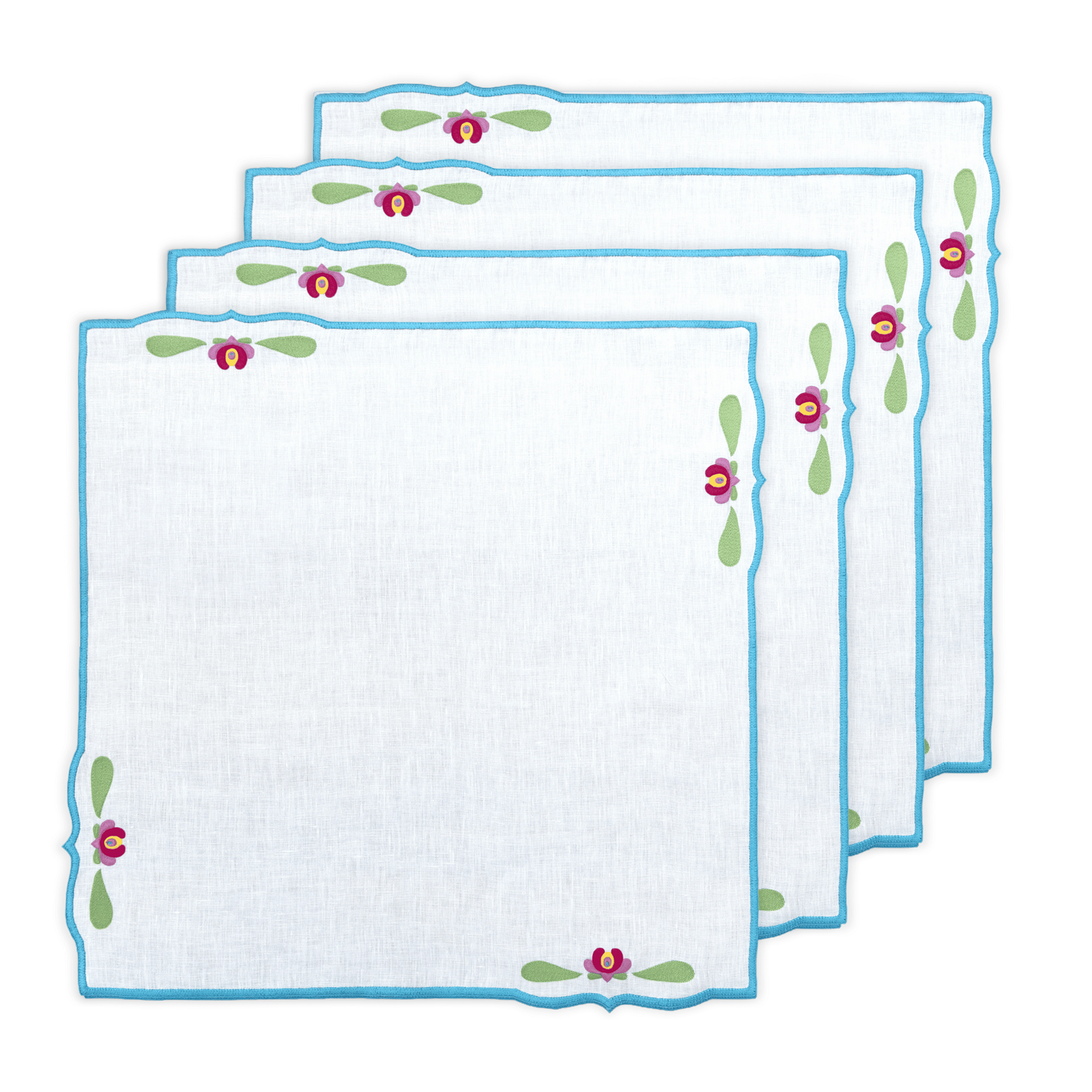 Hand Embroidered Heirloom Petals Napkins 18" x 18" (Set of 4)