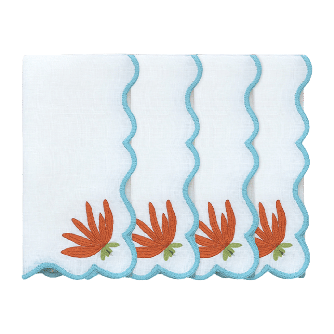 Hand Embroidered Heirloom Petals Napkins 18" x 18" (Set of 4)
