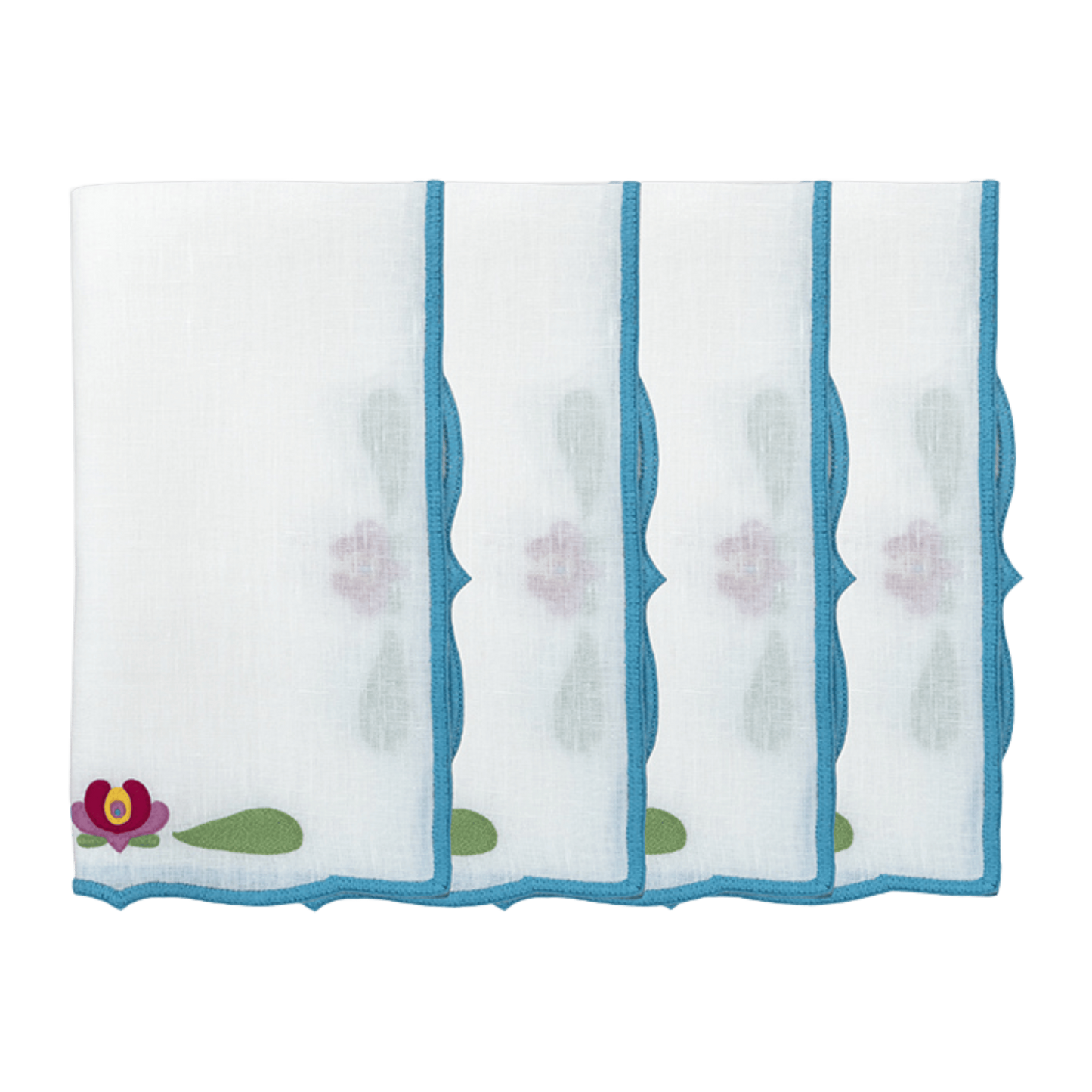 Hand Embroidered Heirloom Petals Napkins 18" x 18" (Set of 4)