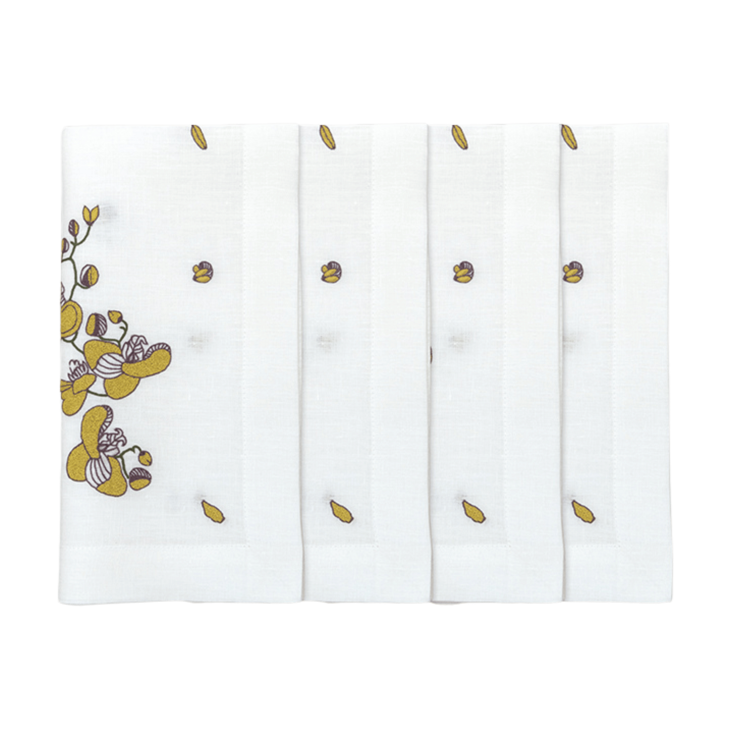 Hand Embroidered Vintage Floral Napkins 18" x 18" (Set of 4)