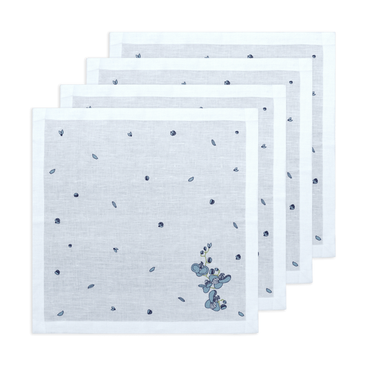 Hand Embroidered  Vintage Floral Napkins 18" x 18" (Set of 4)