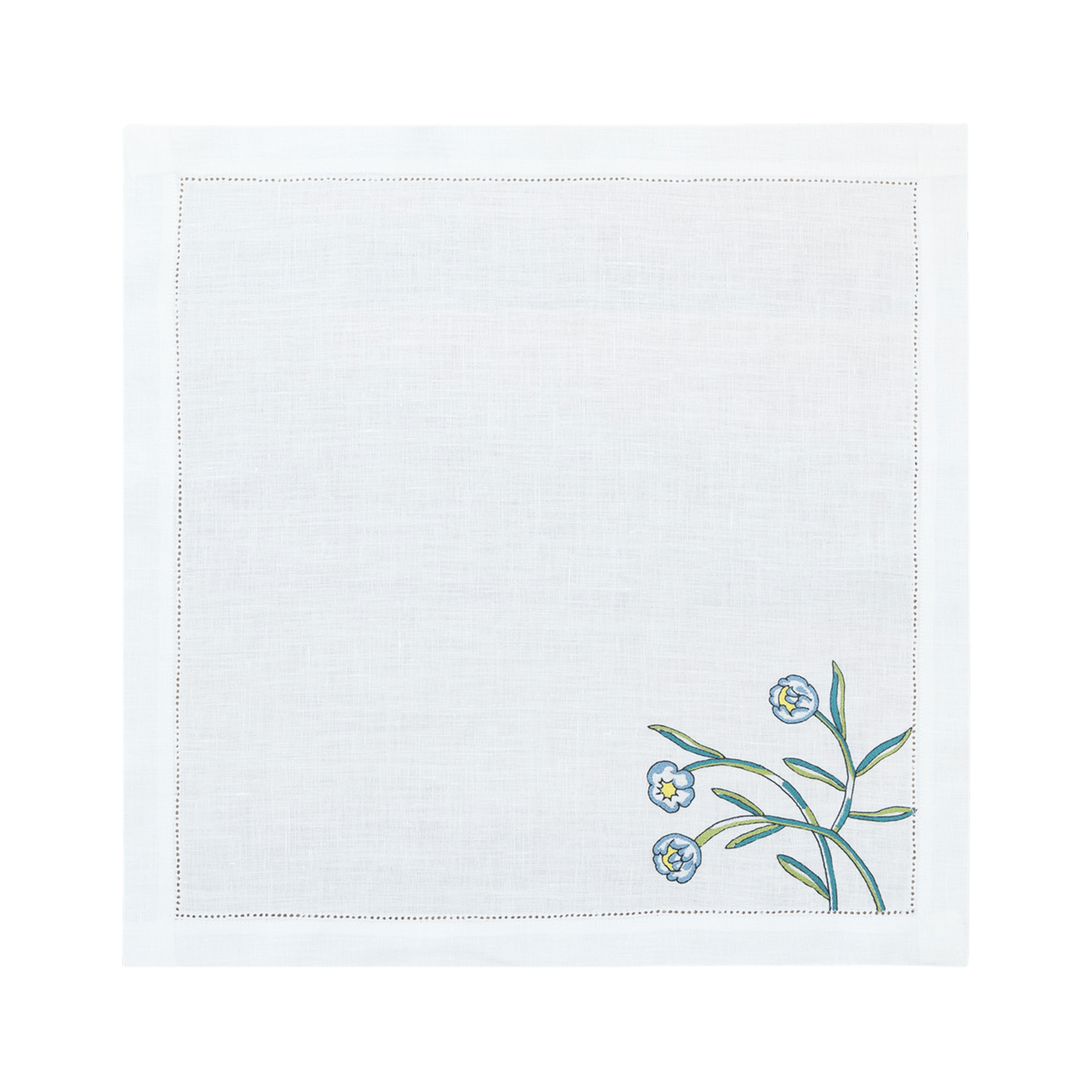 Hand Embroidered Floral Fresco Napkins 18" x 18" (Set of 4)