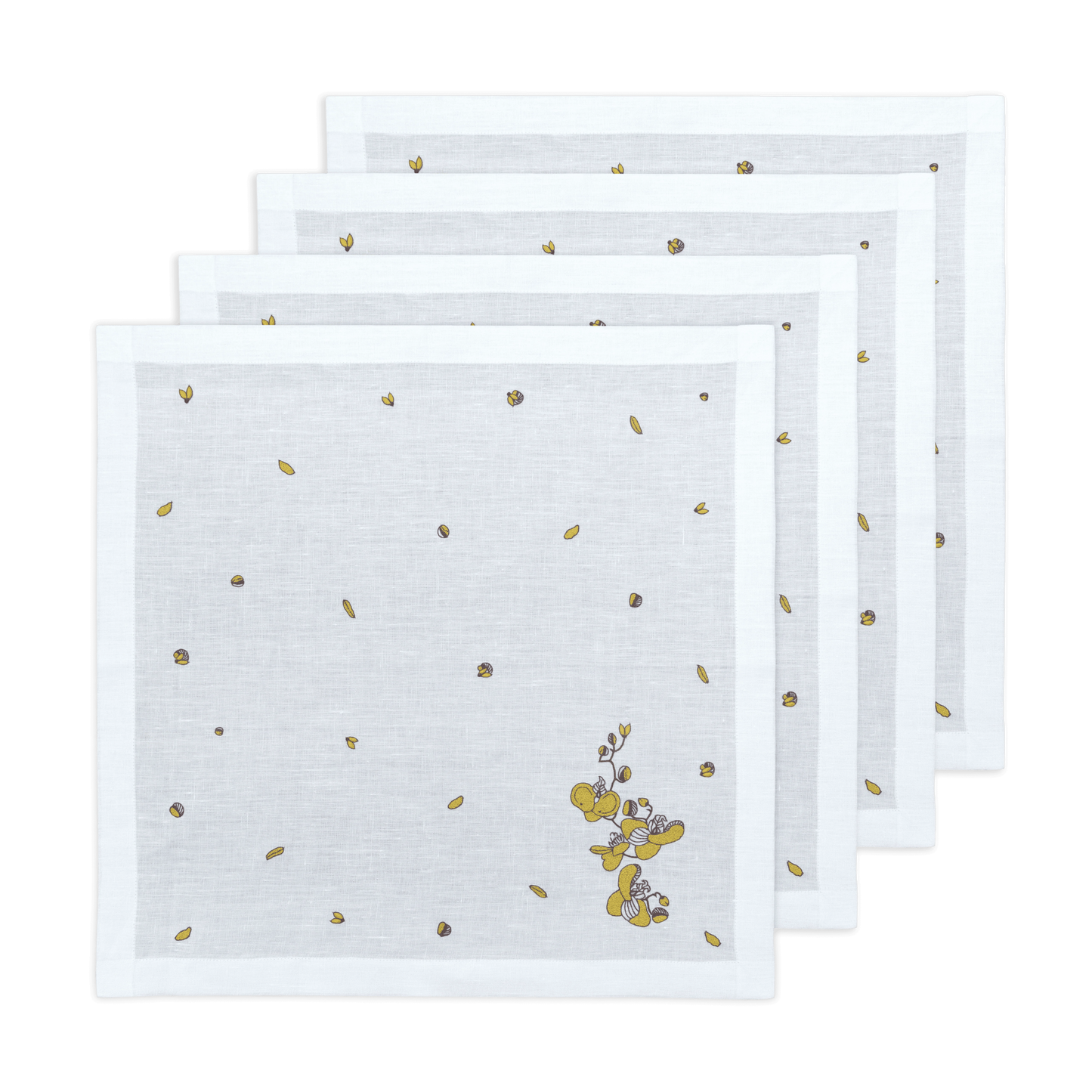 Hand Embroidered Vintage Floral Napkins 18" x 18" (Set of 4)