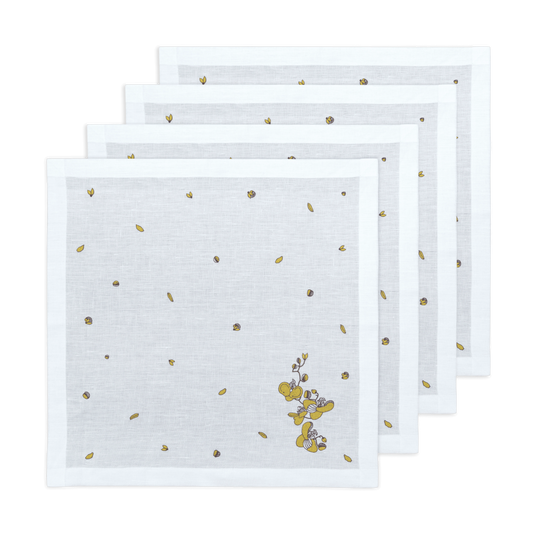 Hand Embroidered Vintage Floral Napkins 18" x 18" (Set of 4)