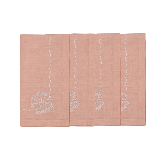 Hand Embroidered Marine Life Napkins 18" x 18" (Set of 4)