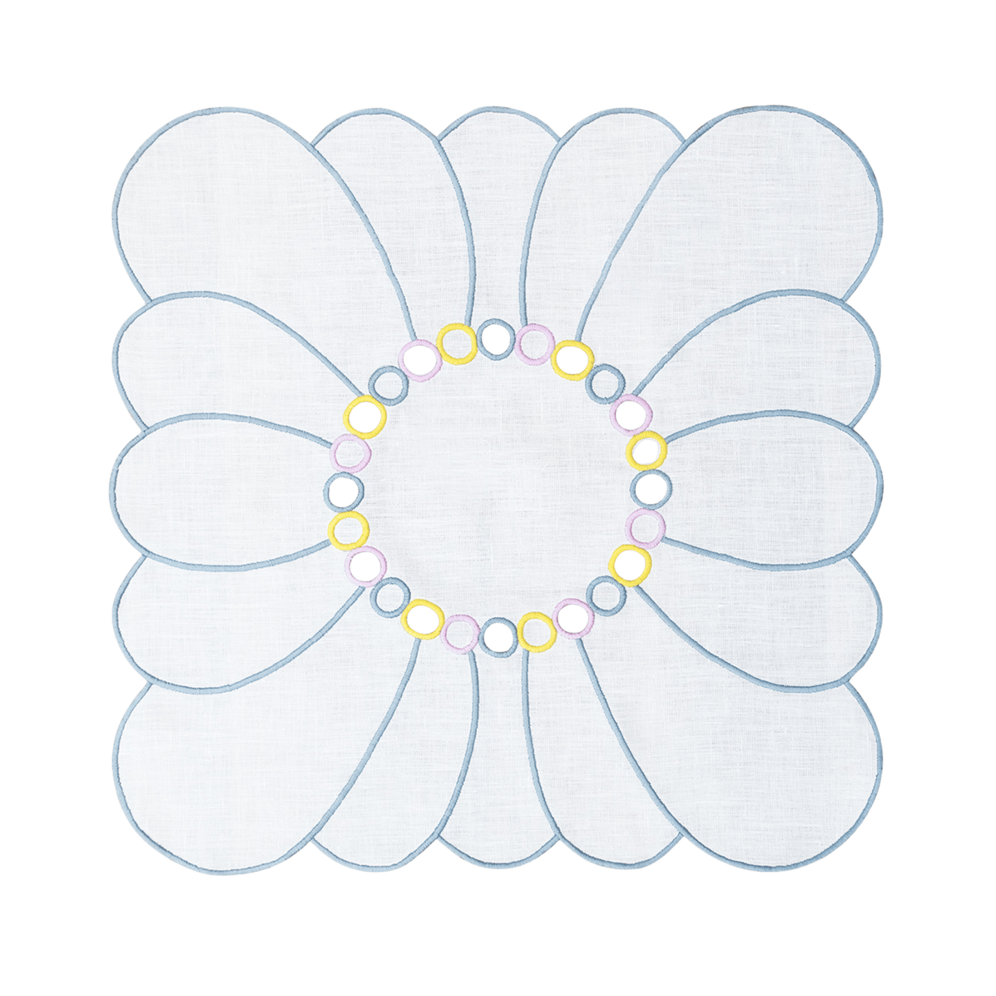 Hand Embroidered Circular Elegance Napkins 18" x 18" (Set of 4)